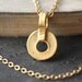 Gold Washer necklace - matte gold charm - round circle minimal primitive