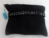 Black Knit  Zipper Pouch