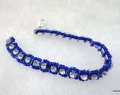 Deep Blue and Rhinestone Bracelet - Ready to Ship