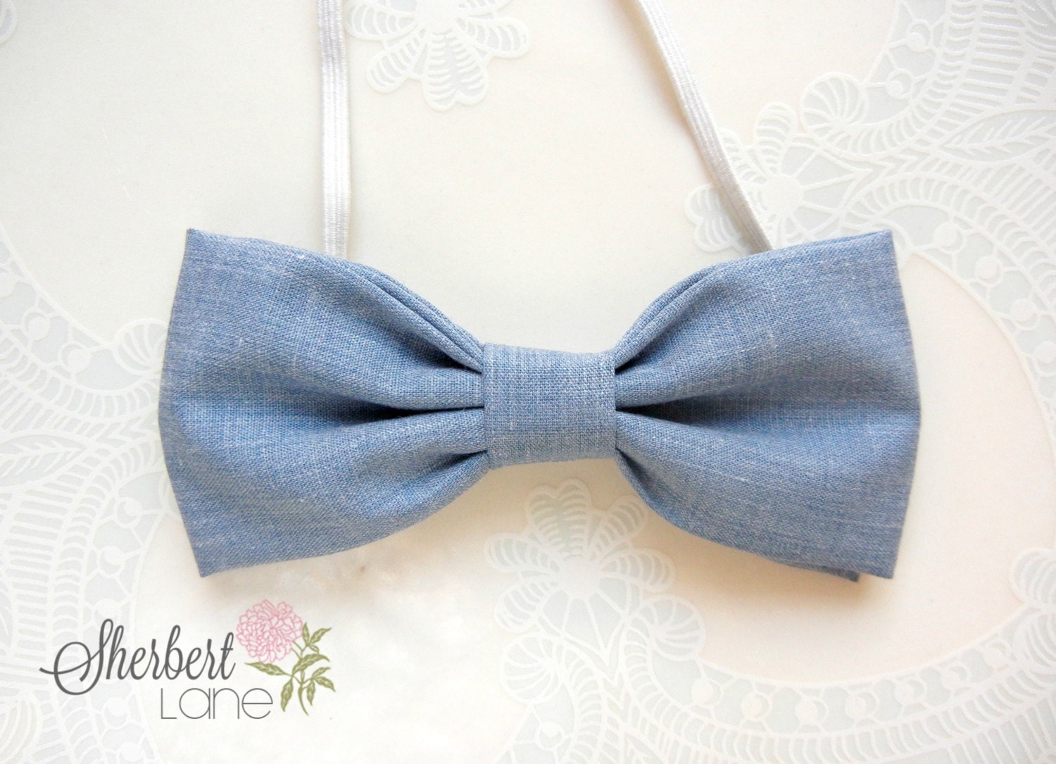 Baby Bow Tie - Baby Boy and Toddler Bow Tie - Chambray Blue Bow Tie