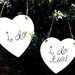 Rustic Natural Birch Wood heart signs with handpainted i do and i do too for bride and groom