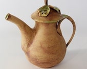 Green teapot, green inside, rustic and organic outside, wedding gift