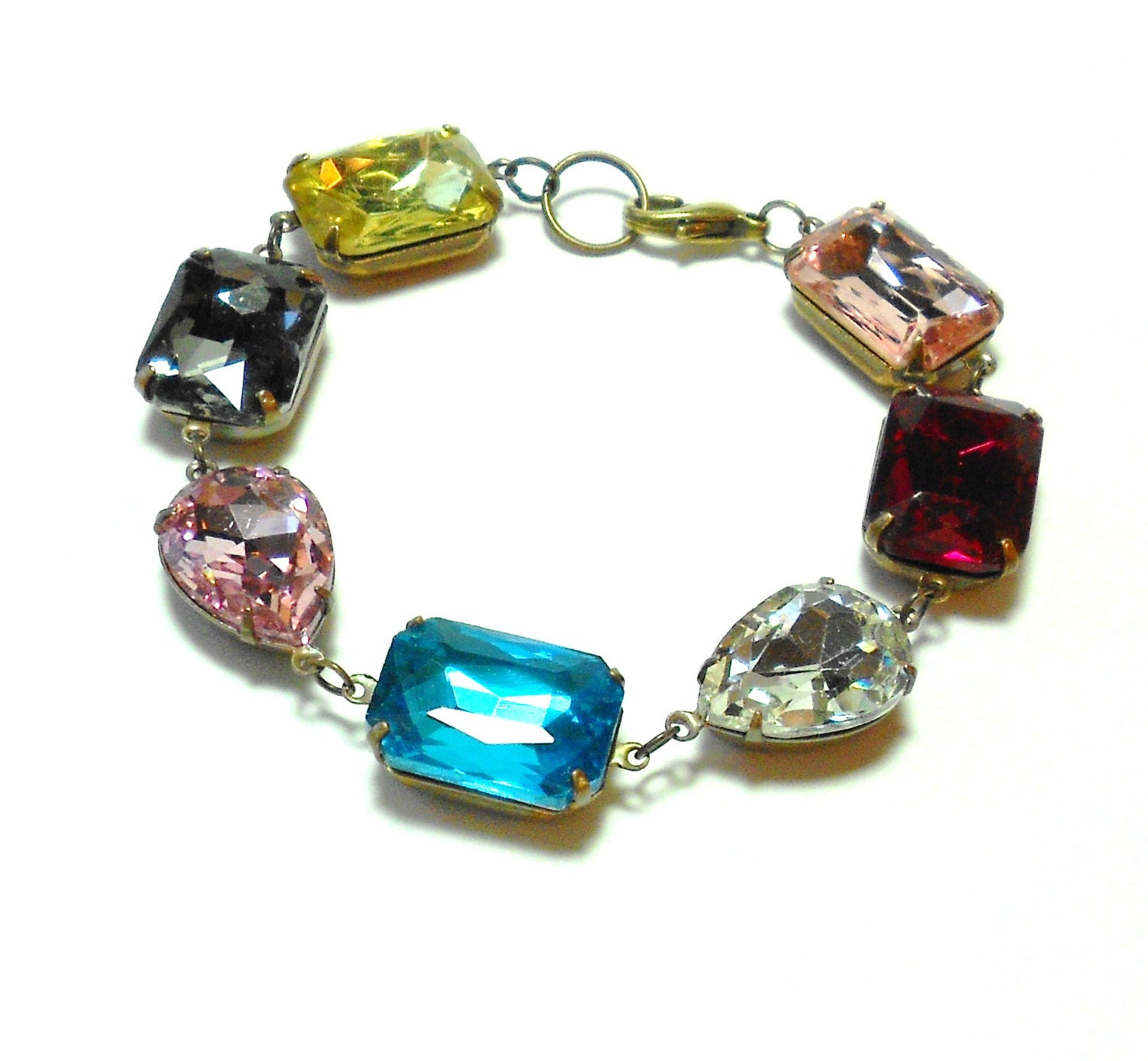 Old Hollywood Vintage Jewels Bracelet - Statement Bracelet - Rainbow - Estate Jewelry - Haute