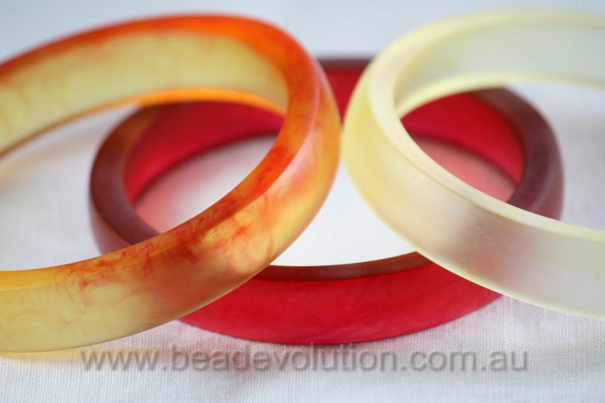 Resin Bangle Set in Red, Orange and Yellow