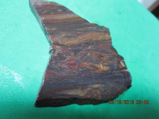 Minnesota Chatoyant Silkstone Tan Brown Red Cab Slab Rough Lapidary Free Form Wrap It