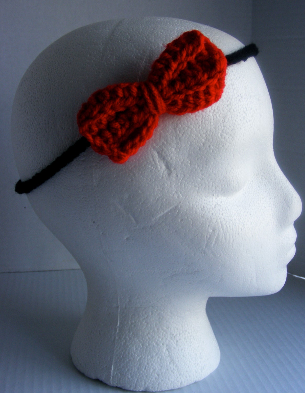 Black & Red Bow Crochet Headband/Hair tie