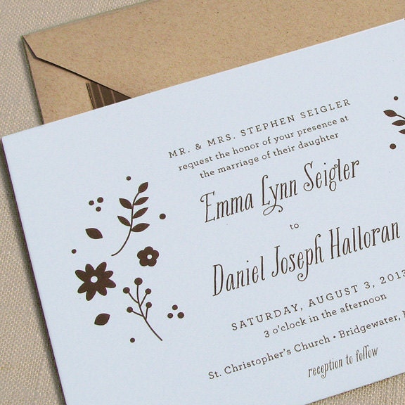 Modern Rustic Floral Wedding Invitation-with wood branches berry detail-KENDRA