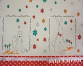 Rabbit and squirrel for curtain - red - 1 yard - cotton linen - 3 colors to choose