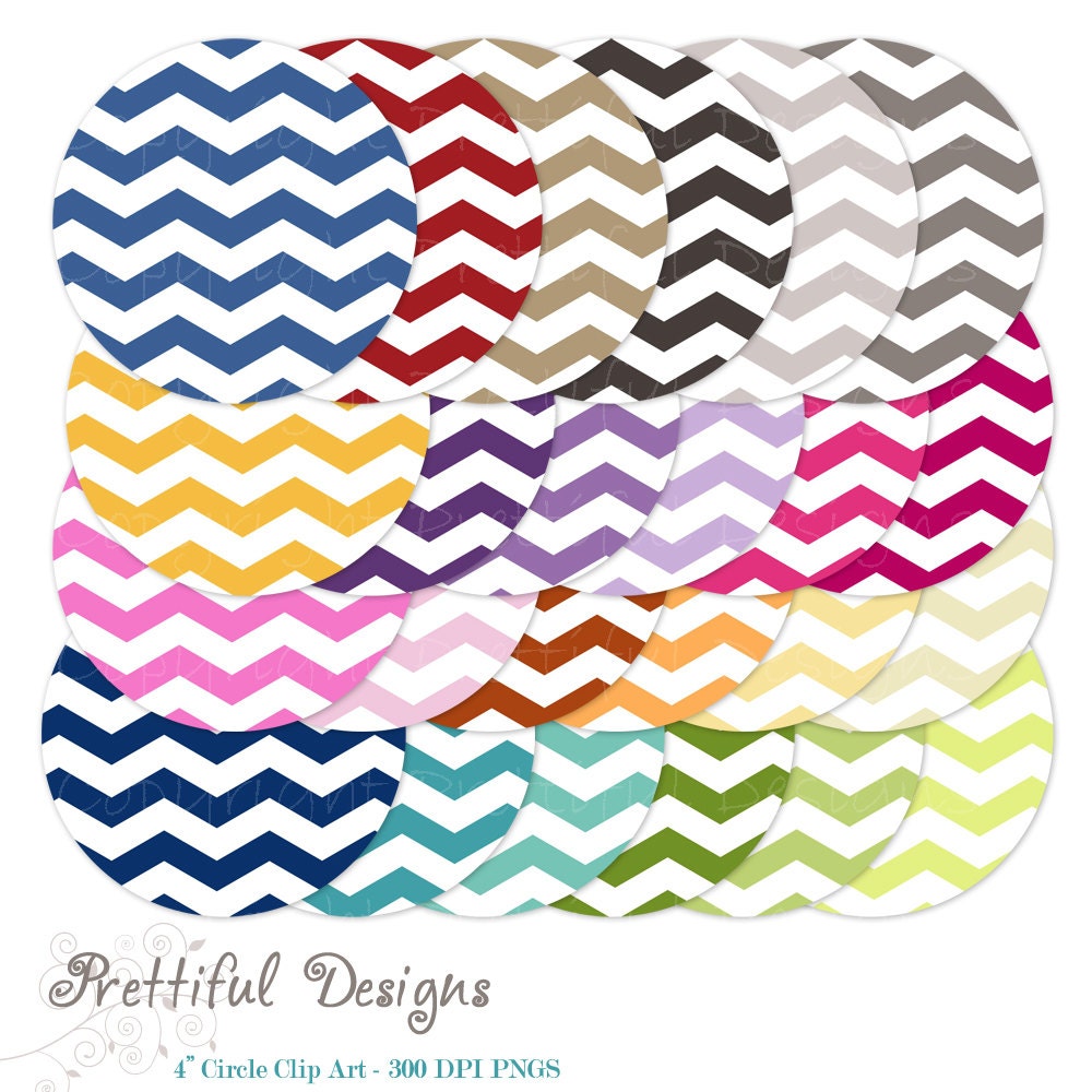 4" Circle Clip Art for Personal and Commercial Use - Chevron Set 1 (520) Il_170x135