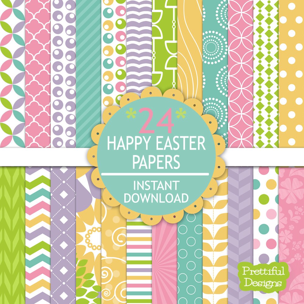 Digital Scrapbooking Printable Pattern Paper Pack Instant Download Happy Easter (579) Il_170x135