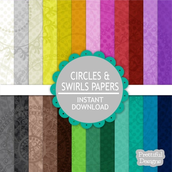 30% Off Sale Swirls Digital Scrapbook Paper Pack - Personal and CU - Circles and Swirls Set 1 (531) Il_570xn