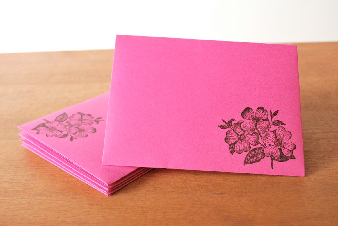 fuchsia rose envelopes set of five: dogwood flowers