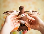 Postal pigeon with the customized  message , love, save the date,  personalized,  soft  art toy by Wassupbrothers