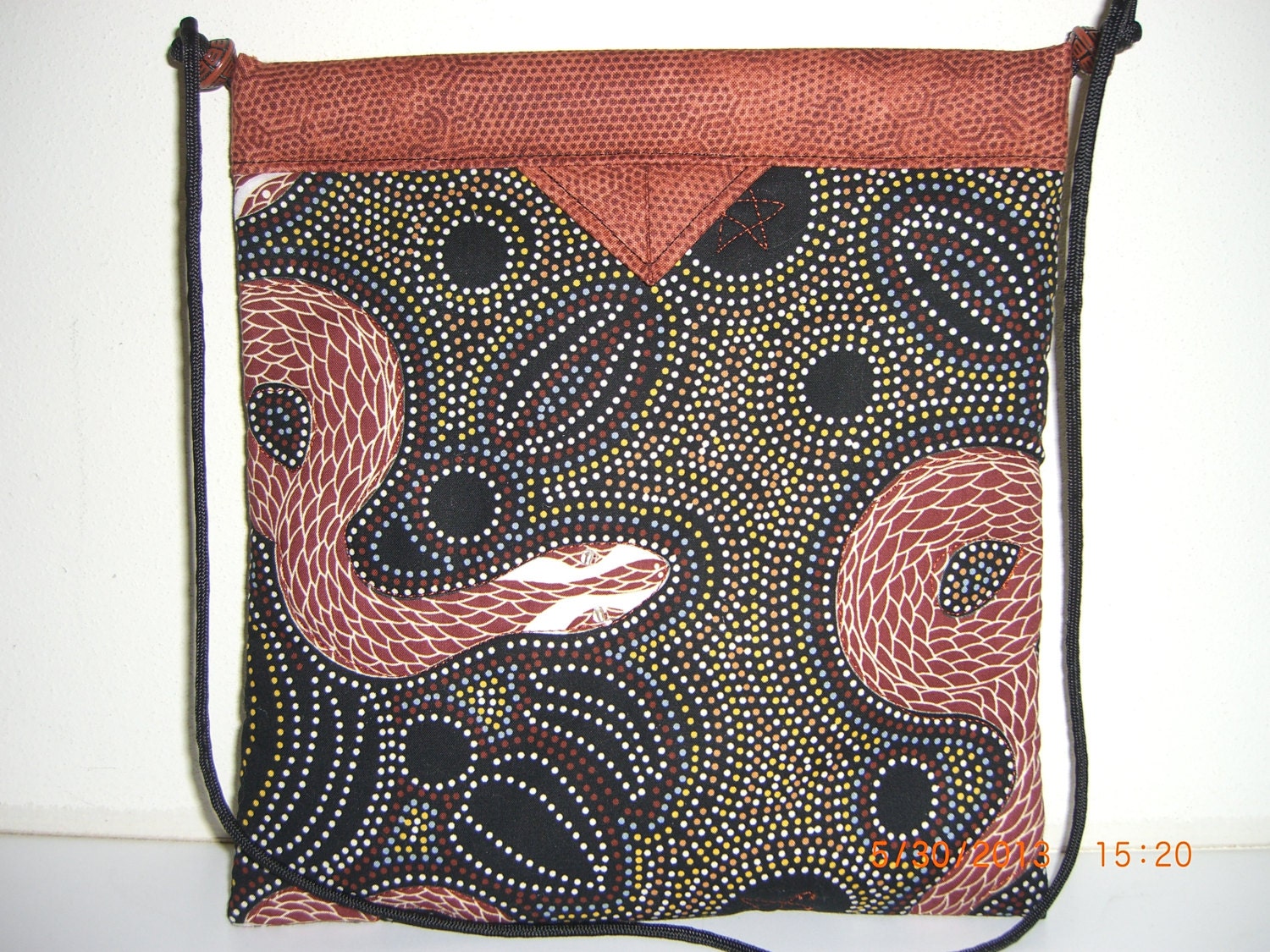 Quilted Fabric Snap Bag Purse - Goanna and the Snake