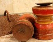 CLEARANCE Item Set of Two Rustic Upcycled Red Wood Bed Post Candle Holder for Dining Table/Mantle