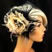 Veil and Fascinator Set, Deep Ivory Bridal Flower Feather Fascinator, Brooch, Fascinator, Bridal Flower, Vintage Inspired, Veil, Ship Ready