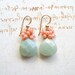 Peach Coral Amazonite Earrings, Peach Mint Earrings, Mint Coral Earrings, Aqua Peach Dangle