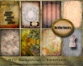 Victorian Pattern ATC Backgrounds, Mannequin and Topiary, ATC