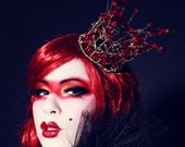 Red Queen crown - wire and beads tiara fascinator hairpiece headdress Alice in wonderland