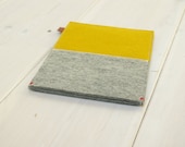 IPAD MINI cover - wool felt in grey and yellow - Handmade in Holland -  Nexus 7 plus all other 7" tablets