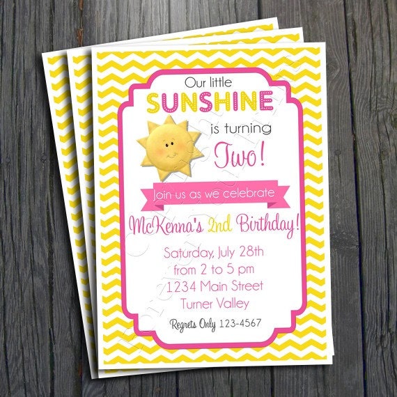 Sunshine Birthday Invitation - FREE Thank You Card included Il_170x135