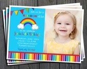 Rainbow Birthday Invitation - FREE Thank You Card included Il_170x135
