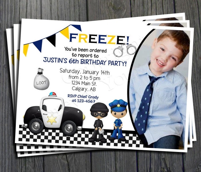 Police Officer Invitation - FREE Thank You Card included Il_570xn