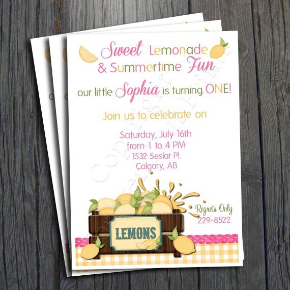 Pink Lemonade Birthday Invitation - FREE Thank You Card included Il_570xn