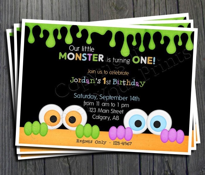 Monster Birthday Invitation - FREE Thank You Card included Il_570xn