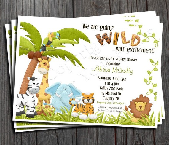 Jungle Baby Shower Invitation - FREE Thank You Card included Il_570xn