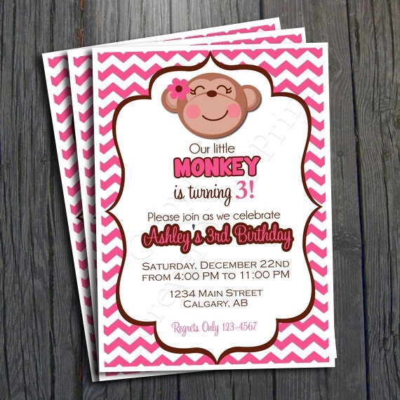 Monkey Birthday Invitation - Includes FREE Thank You Card Il_570xn