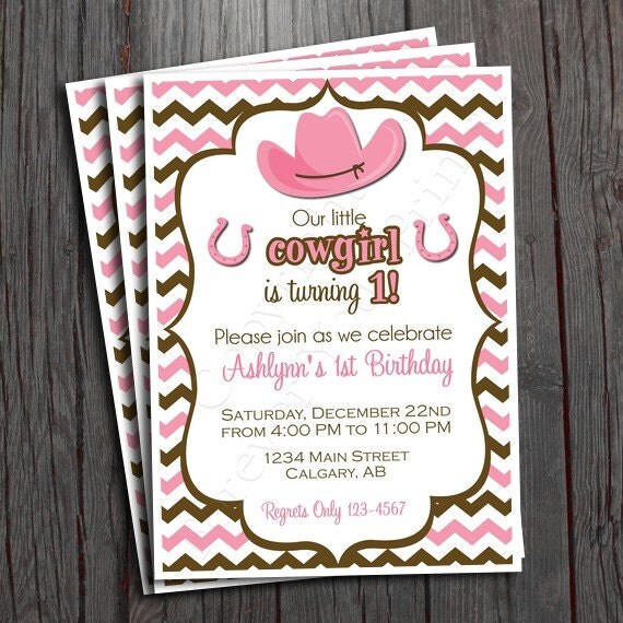 Cowgirl Birthday Invitation - FREE Thank You Card included Il_570xn