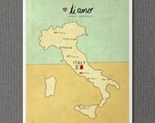 I Love You in Italy 8x10 / Typographic Print, Italian Map, Giclee, Modern Baby, Nursery Art, Illustration, Travel Theme, Digital Print