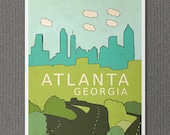 Atlanta Georgia 16x20 / Nursery Decor, LARGE Art Poster, Southern US, City Skyline, Typography Print, Giclee, Travel Theme, Map, Digital