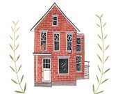 RESERVED for Amanda B:  Custom illustrated house portrait