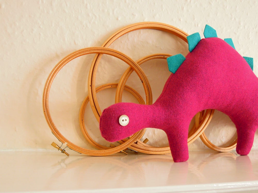 Cerise & Turquoise Stegosaurus Dinosaur Plush Toy