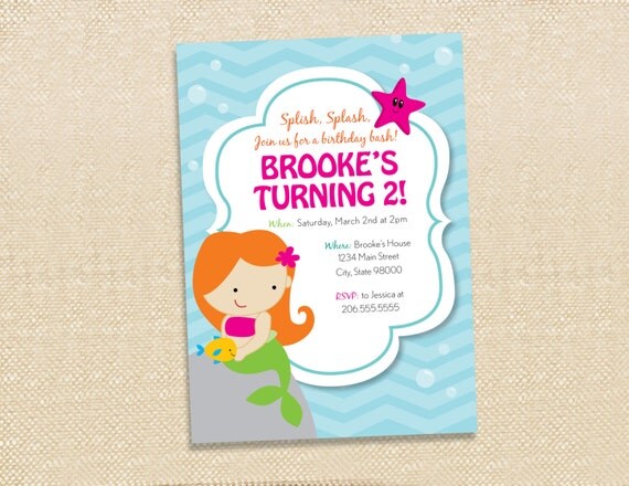 Mermaid Birthday invitations - set of 15 Il_570xn