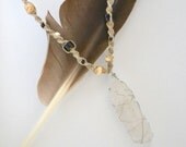 Crystal Pendant Hemp Necklace Long. Stone Point Wire Wrapped. Organic High Quality Handmade Jewelry. Men Women Ready to Ship OOAK HHM