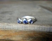 Iolite Three Wishes Ring in Recycled Sterling Silver Size 6 3/4
