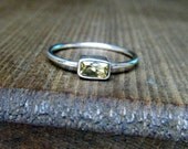 Golden Beryl and Sterling Silver Simplicity Ring Size 7