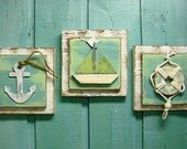 Beach House Sign Anchor Sailboat Life Preserver Ring Nursery - One Plaque of Your Choice
