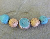 Aqua and Cream Stoneware Bead Set