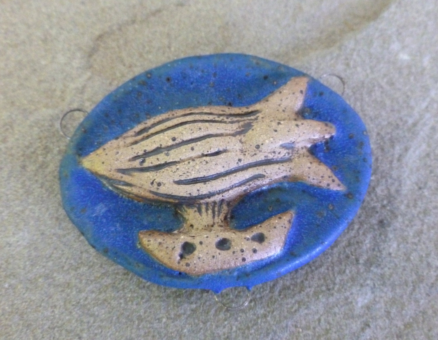 Matte Blue Stoneware Dirigible Pendant