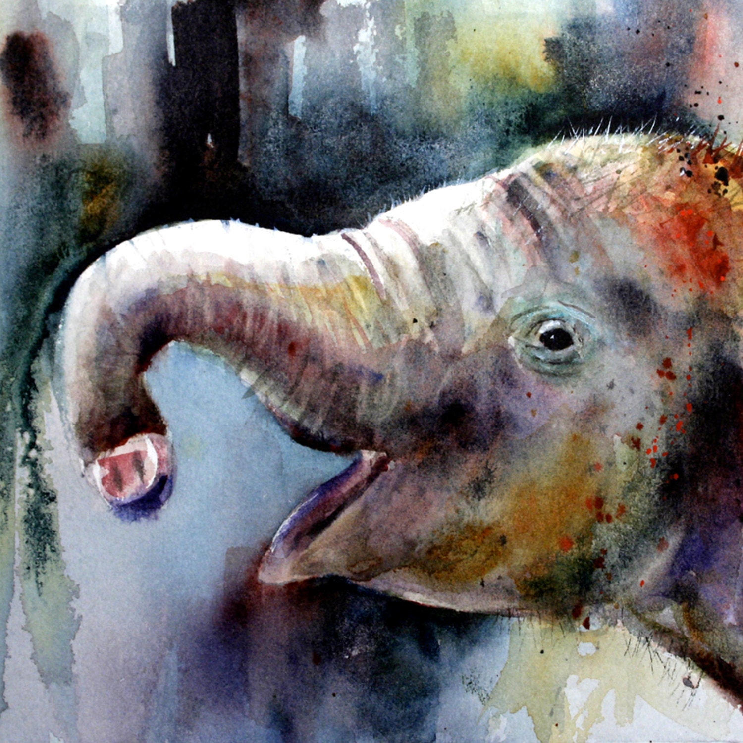 BABY ELEPHANT Original Watercolor by Dean Crouser