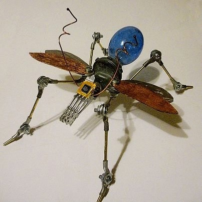 GE BLUE BUG   Ucycled art  Assemblage  Sculpture  Mixed media Dinosaurs