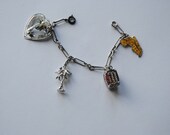 Tropical sterling silver charm bracelet florida vintage charms with enamel, movable