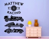 Vintage Racing -Personalized kids wall mural - Vinyl Wall Decal Sticker Art