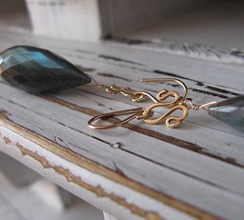 Labradorite Earrings Big Rose Gold