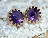 Elizabeth violet purple petite royal  -14k Real gold filled vintage and Elegant style