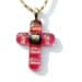 Pink and Gold Transparent Fused Glass Cross Pendant, Dichroic Glass, Spring, Easter (Item 10154-PC)